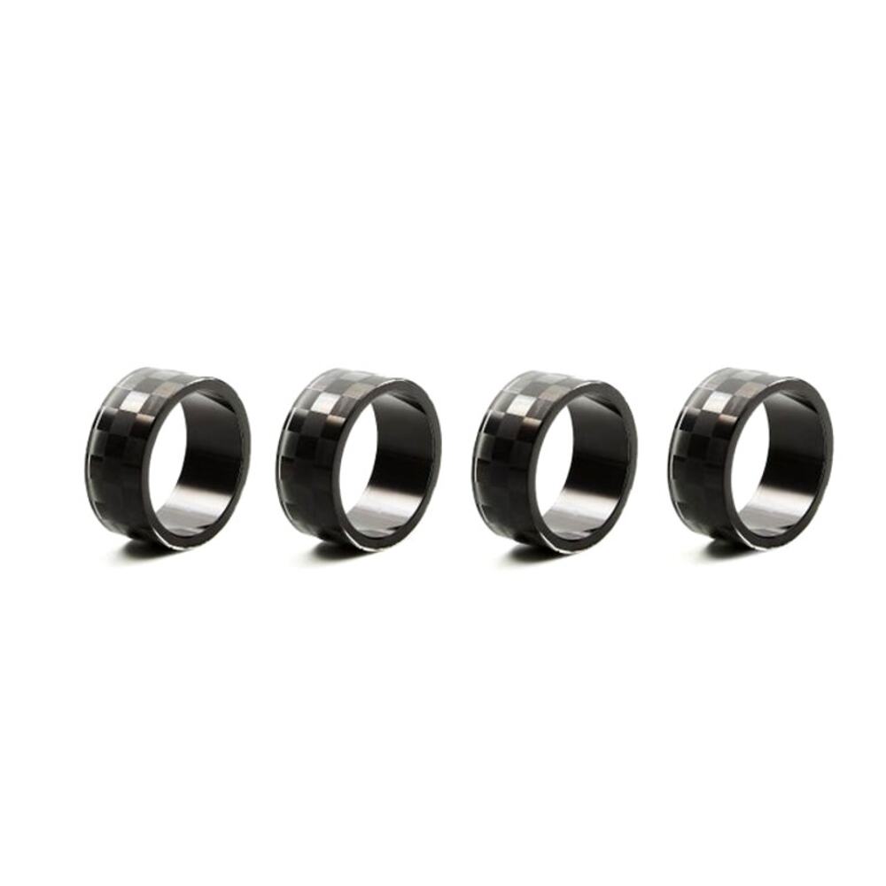 NEW Mackenzie-Childs Black Check Glass Napkin Rings, Set of 4